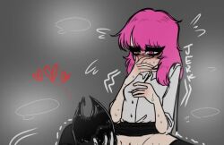 bendy bendy_and_the_ink_machine bodily_fluids choker cunnilingus cute_deth cute_deth(character) emo_girl goth_girl long_tongue penetration pink_eyes pink_hair pussy_juice repost shaking skirt_lift squirting tongue_fucking