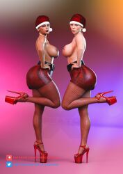 2girls 3d 3d_(artwork) absurd_res absurdres apex_legends ass avengers big_ass big_breasts big_nipples black_widow_(marvel) braided_hair braided_twintails brazilian breasts christmas christmas_hat crossover dark-skinned_female dark_skin female female_focus female_only fishnet_legwear fishnet_stockings fishnets heels high_heels latina latina_milf loba_(apex_legends) marvel marvel_cinematic_universe marvel_comics milf multicolored_hair nails_painted natasha_romanoff patreon_username piercing platform_heels red_hair respawn_entertainment santa_hat scarlett_johansson seductive skin_tight skirt solo solo_female solo_focus tattoo the_x_creator thick_thighs tights topless topless_female twitter_username wide_hips