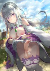 1futa areolae balls big_breasts big_penis breasts clothed clothing edit edited elf emilia_(re:zero) erection futa_only futanari highres human knees_together_feet_apart lifted_by_self light-skinned_futanari light_skin long_hair mostly_clothed nipples penis pointy_ears purple_eyes pussy re:zero_kara_hajimeru_isekai_seikatsu silver_hair skirt skirt_lift solo standing thighhighs third-party_edit tomaco