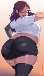 bbw big_belly big_butt butt choker chubby chubby_female fat fat_female fat_girl fat_woman glasses huge_butt kipteitei large_butt larger_female overweight overweight_female tagme thick_thighs thighhighs yellow_eyes