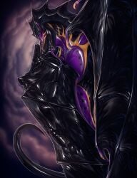 2boys anthro dragon knotted_penis latex membrane_(anatomy) naked shiny_skin tail tanraak unwilling_vore valex vore wing_vore