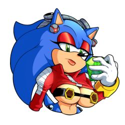 big_breasts bikini blue_hair cuisine dr._eggman_(cosplay) eyeshadow furry gem genderswap male_to_female missphase red_clothing rule_63 sega sonic_(series) sonic_the_hedgehog sonic_the_hedgehog_(series) sonique_the_hedgehog