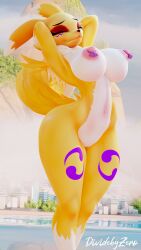 3d 3d_(artwork) anthro big_breasts breasts closed_eyes digimon digimon_(species) digimon_tamers dividebyzero female female_only fur furry furry_female furry_only kitsune nude posing pussy renamon renamon_(bom39) solo solo_female tail