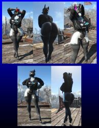 3d_(artwork) anthro ass bethesda_softworks big_butt biker_girl canine cybernetics cyborg fallout fallout_4 furry hair high_heels jacket mod modded posing sligarthetiger standing video_games wide_hips