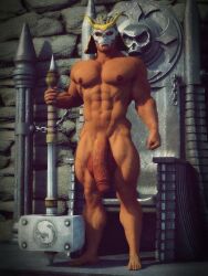 1boy balls bara big_balls big_penis bonerdvoideater huge_cock huge_penis male male_only mortal_kombat muscles muscular muscular_male penis shao_kahn solo solo_male