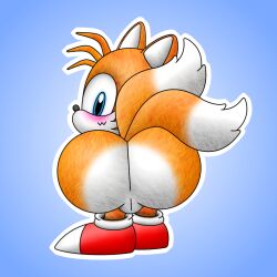 adorable artist_request balls big_ass blue_eyes blush blushing_at_viewer blushing_male blushing_profusely chibi cub cute cute_expression cute_male exposed_ass exposed_butt exposed_pussy fox fox_boy furry looking_at_viewer looking_back looking_down male non-web_source orange_body orange_fur realistic_fur sega sonic_(series) tails tails_the_fox teasing teasing_viewer testicles thick_ass