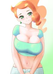 1girls breasts erect_nipples_under_clothes female female_only huge_breasts microsd_(artist) nintendo nipple_bulge orange_hair pokemon pokemon_ss ponytail solo solo_female sonia_(pokemon)