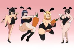 4girls android_18 big_breasts black_eyes black_hair blonde_hair blue_eyes blue_hair breasts brown_hair bunny_costume bunny_ears bunny_girl bunny_tail bunnysuit busty carrot caulifla crossover dragon_ball dragon_ball_super dragon_ball_z female female_focus female_only gray_eyes huge_breasts hyuuga_hanabi hyuuga_hinata large_breasts maymayumi2 multiple_girls naruto naruto:_the_last naruto_(series) naruto_shippuden purple_hair simple_background small_breasts tagme tan_skin white_skin