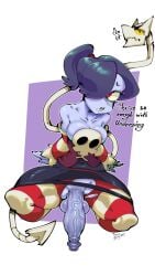 1futa 2023 alternate_breast_size balls big_breasts big_penis breasts cleavage clothed clothing club_shaped_penis crotchless dialogue english_text erection futa_only futanari humanoid humanoid_penis large_penis leviathan_(skullgirls) medium_breasts mostly_clothed penis pov purple_body purple_hair purple_penis purple_skin skullgirls solo squigly stockings text toonguy100 torn_clothes undead veiny_penis zombie zombie_futa zombie_girl