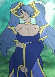 animated bashful big_breasts breast_expansion bursting_breasts hammertheshark huge_breasts large_breasts league_of_legends nipple_bulge sona_buvelle