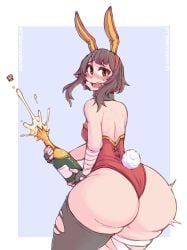 2023 alternate_ass_size alternate_costume alternate_version_available ass ass_expansion ass_focus ass_growth bandaged_leg big_ass big_butt black_hair blush bottom_heavy bunny_ears bunny_girl bunny_tail bunnysuit female female_focus female_only hi_res high_resolution highres holding_alcohol holding_drink holding_object huge_ass huge_butt kittenboogers kono_subarashii_sekai_ni_shukufuku_wo! large_ass large_butt looking_at_viewer looking_back massive_ass massive_butt megumin new_year new_year_2023 open_mouth red_eyes short_hair simple_background solo solo_female solo_focus tearing_clothes tearing_clothing thick_thighs thighhighs