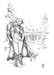 black_and_white corset curvy curvy_female emma_frost female female_only gene_espy hellfire_club hourglass_figure marvel marvel_comics navel panties thick_thighs white_queen x-men