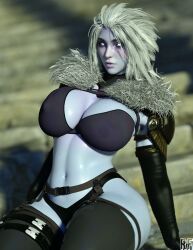 1girls 3d absurd_res awoken blue_eyes breasts bungie destiny_(game) destiny_2 female female_only hi_res large_breasts looking_at_viewer mara_sov mature_female rude_frog solo solo_female thighs white_hair wide_hips