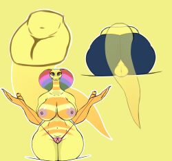 anthro ass belly_scales big_breasts big_butt breasts bush_viper cobra female genitals haze_hazzardous hi_res long_neck looking_at_viewer old_world_viper pussy reptile scales scalie sir_daniels snake snake_hood solo thick_thighs yellow_body