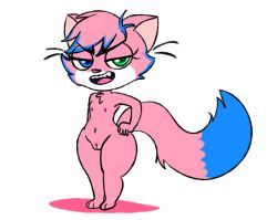 alpha_lexa anthro cartoony felid feline feline_humanoid felis female flat_chest heterochromia hoodie looking_at_viewer mammal mammal_humanoid nipples pussy ryan's_world shortstack small_breasts thick thick_thighs thighs virtual_youtuber vtuber