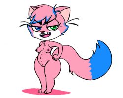 alpha_lexa anthro breasts cartoony felid feline feline_humanoid felis female hand_on_hip heterochromia hoodie mammal mammal_humanoid nipples pussy ryan's_world shortstack standing thick thick_ass thick_thighs thighs virtual_youtuber vtuber