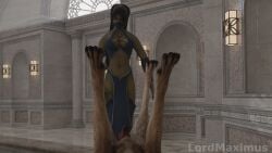 athletic_female bathhouse big_breasts black_hair dog_penis female footjob kitana long_hair looking_at_penis lordmaximus mortal_kombat mortal_kombat_(2011) partial_male zoophilia