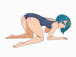 1girls animated ass ass_up blue_hair female female_only huge_ass lana_(pokemon) microsd_(artist) nintendo one-piece_swimsuit pokemon pokemon_sm small_breasts solo solo_female