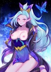 1girls big_breasts breasts breasts_out female female_only league_of_legends light-skinned_female liremi spirit_blossom_series spirit_blossom_vayne vayne