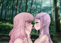 age_difference angel chimeraindura demon demon_girl extreme_french_kiss green_eyes jungle kissing leo008 light-skinned_female light_skin melascula nanatsu_no_taizai nerobasta pink_hair red_eyes size_difference snake violet_hair yuri