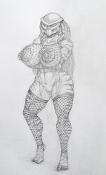 2022 5_fingers 5_toes abs alien alien_humanoid areola armor arms_crossed_under_breasts ass barefoot big_breasts breasts clitoris clitoris_piercing clitoris_ring clothed clothing crossed_arms curved_edge_(tbkaltoria) deashold dreadlock_cuffs erect_nipples feet female female_focus female_yautja fingers fishnet fishnet_clothing fishnet_legwear fishnet_topwear full-length_portrait genital_piercing genitals graphite_(artwork) headgear headgear_only headwear headwear_only helmet helmet_only holding_breast huge_breasts humanoid legwear looking_at_viewer markings mask monochrome mostly_nude muscular muscular_arms muscular_female muscular_humanoid muscular_legs muscular_thighs nails navel nipple_piercing nipple_ring nipples non-mammal_breasts not_furry pencil_(artwork) piercing portrait predator_(franchise) puffy_areola pussy pussy_piercing pussy_ring ring_piercing sharp_nails sharp_toenails signature simple_background solo striped_body stripes thick_thighs toenails toes topwear traditional_media_(artwork) white_background yautja