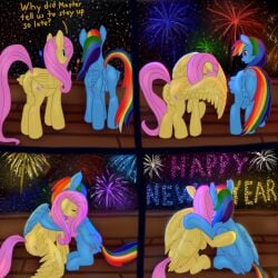 1:1 anatomically_correct anatomically_correct_genitalia anatomically_correct_pussy animal_genitalia animal_pussy ass callichrome crotchboobs duo embrace equid equine equine_pussy female feral fireworks fluttershy_(mlp) friendship_is_magic genitals hasbro hi_res horse hug mammal my_little_pony new_year_2023 night pegasus pony pussy rainbow_dash_(mlp) scared sky spread_wings star starry_sky startled wings