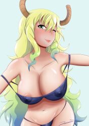 anime_style big_breasts booboing boots breasts breasts_bigger_than_head commission commission_art commissioner_upload kobayashi kobayashi-san_chi_no_maidragon lucoa lucoa_(maidragon) quetzalcoatl_(dragon_maid)