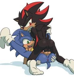 angry anthro anus ass balls balls_touching blush bodily_fluids clothing drooling duo eulipotyphlan footwear frottage genitals growling hedgehog hi_res male male/male mammal missionary_frottage missionary_position penis saliva sega sex shadow_the_hedgehog smile socks sonadow sonic_(series) sonic_the_hedgehog sonic_the_hedgehog_(series) sonicinmind white_background white_clothing white_footwear white_socks