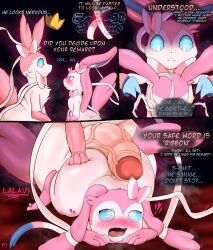 big_penis bodily_fluids bondage bound comic duo eeveelution english_text feral foreskin generation_6_pokemon genital_fluids genitals grinding hi_res hot_dogging huge_cock humanoid_genitalia humanoid_penis lalavi leaking_precum looming male male/male male_only male_sylveon mind_reading misunderstanding nintendo oberon_(lalavi) penis pinned pokémon_(species) pokemon pokemon_(species) precum ribbon_bondage ribbons silfy_(sinvastermon) size_difference sylveon text thick_thighs