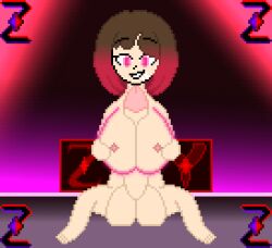 1futa 2d areolae autopaizuri balls bete_noire big_breasts big_penis breast_expansion breasts brown_hair cum_on_face erection futa_only futanari glitchtale glowing glowing_eyes huge_balls huge_cock human light-skinned_futanari light_skin masturbating masturbation nipples nude penis pink_eyes pink_hair pink_highlights pixel_art precum self_upload solo undertale undertale_(series) undertale_au z!betty zixy