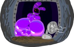 1_eye 2022 absurd_res alpha_channel animatronic anthro anus ass ass_focus backsack balloon balls barely_visible_anus big_butt bonnie_(fnaf) butt_focus cables curvy_male diamondtears digital_media_(artwork) doorframe fan_(fnaf) five_nights_at_freddy's five_nights_at_freddy's_2 genitals gift girly glowing glowing_eyes hi_res inflatable lagomorph leporid looking_at_viewer looking_back machine male male_only mammal perineum rabbit red_eyes robot scottgames scut_tail short_tail simple_background solo steel tail thick_thighs transparent_background withered_bonnie y_anus