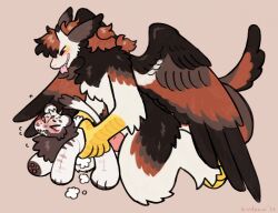 >_< 2022 animate_inanimate anthro anthro_penetrating arm_tuft birdpaw_(artist) black_hair blush brown_body brown_feathers brown_mane cheek_tuft closed_eyes digital_media_(artwork) dragon duo elbow_tuft facial_tuft feathered_dragon feathered_tail feathers felid full-length_portrait fur furred_dragon fursona_(birdpaw) genitals hair hi_res knee_tuft kneeling knot leg_tuft lion living_plushie male male/male male_penetrated male_penetrating male_penetrating_male mammal mane multicolored_body multicolored_feathers orange_body orange_feathers orange_hair orgasm pantherine penetration penis pink_nose pink_penis pink_tongue plushie plushie-like plushification plushophilia portrait sex three-quarter_view tongue tuft white_body white_face white_feathers white_fur yellow_talons