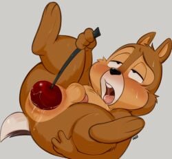 1boy ahe_gao anal anal_juice anal_masturbation anal_sex anthro anus ass balls blush bodily_fluids brown_body brown_fur cherry chip_'n_dale_rescue_rangers chip_(disney) dandi disney food food_fetish food_in_ass food_insertion food_play fruit fur genitals improvised_sex_toy looking_pleasured male male_only mammal masturbation multicolored_body multicolored_fur nude open_mouth penetration penis plant rodent sciurid simple_background solo sweat tongue tongue_out tree_squirrel two_tone_body two_tone_fur