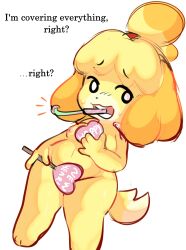 2023 animal_crossing big_breasts breasts canine englam englamu female female_only isabelle_(animal_crossing) nintendo nipples thick_thighs thighs unknown_artist