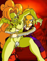 android_18 blonde_hair blue_eyes blue_skin bob_cut comic cum dboy dragon_ball dragon_ball_z female ginger green_skin human krillin kuririn male medium_hair orange_hair pantyhose petite pointy_ears zangya