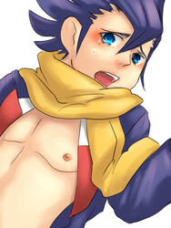 artist_request blue_eyes blush clothes color grimsley human male male_only nipples pokemon solo tagme tear