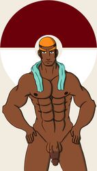 1boy abs artist_request balls ballsack color flaccid_penis helmet human human_only male male_nipples male_only manly marshal_(pokemon) muscles muscular_male nintendo nude_male pecs penis pokemon scrotum shaved_crotch smooth_skinned_male solo testicles veiny_penis