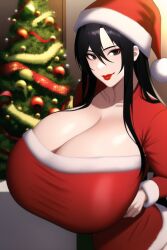 1girls ai_generated big_breasts black_eyes black_hair busty christmas christmas_clothing christmas_outfit christmas_tree cleavage clothed clothing curvaceous curvy curvy_body curvy_female curvy_figure dress gender_transformation genderswap_(mtf) holidays huge_breasts large_breasts lipstick looking_at_viewer nai_diffusion naruto naruto_(series) naruto_shippuden oppai pale-skinned_female pale_skin presenting_breasts red_lips red_lipstick rule_63 santa_costume santa_hat sasuke_uchiha sasuko short_dress shounen_jump skimpy skimpy_clothes stable_diffusion standing voluptuous wide_hips