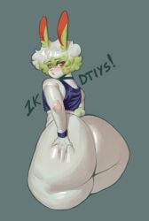 anthro ass ass_bigger_than_head ass_dough big_ass big_butt bottom_heavy butt_grab choker clothed clothing crop_top diipiid dumptruck_ass eldiipiid femboy fluffy fluffy_tail fur girly green_hair hair hand_on_butt harry_gray_(eldiipiid) hi_res huge_ass huge_butt hyper_ass jewelry lagomorph leporid male mammal necklace partially_clothed rabbit red_eyes shirt solo sweatband tail thick_thighs topwear white_body white_hair wide_hips