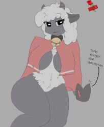 black_eyes black_skin cape cult_of_the_lamb español lamb_(cult_of_the_lamb) meme red_crown roseartist sfw thick_thighs