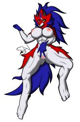 abs absurd_res alpha_channel anthro blue_fur blue_hair breasts canid canine female furry generation_8_pokemon genitals heart_nose hero_of_many_battles_zamazenta legendary_pokémon lying_on_back muscular muscular_female nipples pokémon_(species) pokemon pussy red_fur salandile scar spread_legs spread_pussy transparent_background white_body white_fur yellow_eyes zamazenta