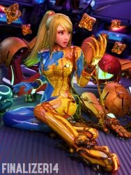 1girls 3d armor artist_name artist_signature big_breasts blonde_hair blue_eyes breasts corruption female female_focus female_only finalizer14 helmet helmet_with_visor hi_res high_resolution metroid nintendo non-nude patreon ponytail samus_aran slime solo solo_female solo_focus spaceship surprised tagme varia_suit varia_suit_helmet x_parasite zero_suit zero_suit_samus