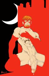 1boy abs armpit_hair class_comics facial felix_himner male male_focus male_only naked_justice_(superhero) patrick_fillion precum solo solo_male veiny