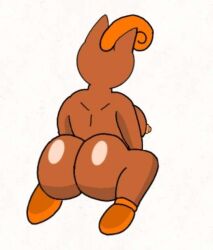 anthro ass big_ass brown_skin digital_(nitrotrophyboy) female female_only furry jigglypuff looking_at_back lowres nipple nitrotrophyboy nude oc orange_gloves orange_hair orange_shoes pokemon pokemon_(species) rule63 sitting solo