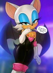 1girls areolae bat_ears bat_wings breasts cameltoe english_text exposed_breasts eye_contact female female_only furry furry_only half-closed_eyes loodncrood looking_at_viewer nipples no_bra rouge_the_bat small_breasts solo sonic_(series) sonic_the_hedgehog_(series) speech_bubble text