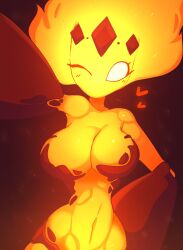 1girls anthro anthro_only anthrofied apilia armpits bare_shoulders big_breasts breasts female female_only fire_girl flames hips humanoid large_breasts rox_hoxten solo thick thick_thighs thighs white_eyes wide_hips yellow_skin