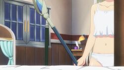 animated anime_screencap asphyxiation ass bangs bed blush breasts cameltoe camisole cleft_of_venus closed_eyes collarbone female female_masturbation fluids futoku_no_guild gluteal_fold highres holding holding_staff leash long_hair lying maidena_angers masturbating masturbation navel noma_rune on_back on_bed one_eye_closed open_mouth panties pussy_juice_stain red_eyes small_breasts sound staff stomach thighs underwear video wet wet_clothes wet_panties white_camisole white_hair white_panties