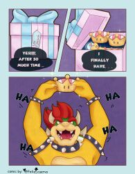 anthro_only bowser bowsettetruequeencomic christmas comic comic_page feliz_cuervo male_only mario_(series) new_super_mario_bros._u_deluxe nintendo nintendo_switch super_crown super_mario_bros.