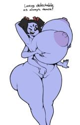 1girls 2d 5_eyes 6_arms angstrom ass big_breasts breasts_bigger_than_head english english_text female hands_on_breasts huge huge_breasts milffet muffet purple_skin solo spider spider_girl talking text toby_fox undertale undertale_(series)