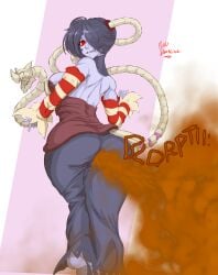 1girls ass_in_dress back_view fart fart_fetish looking_at_viewer looking_back pervdarkling_(artist) skullgirls squigly what